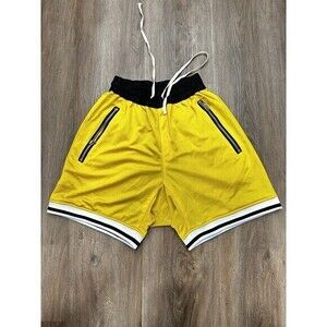 Mnmi Yellow White And Black Striped Size Large Elastic‎ Waistband Shorts